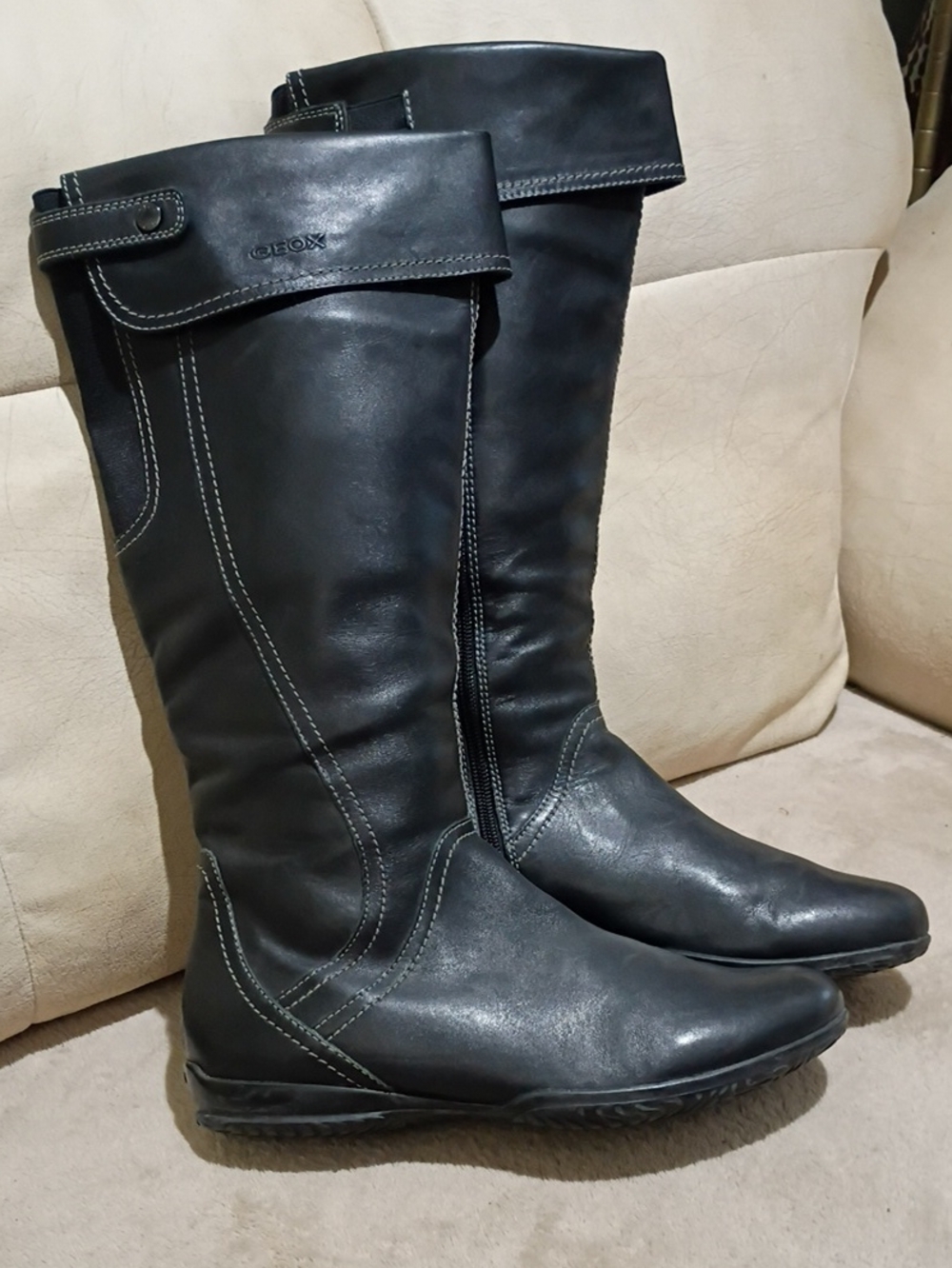 New Condition Geox Leather Mid-Calf Riding Boots